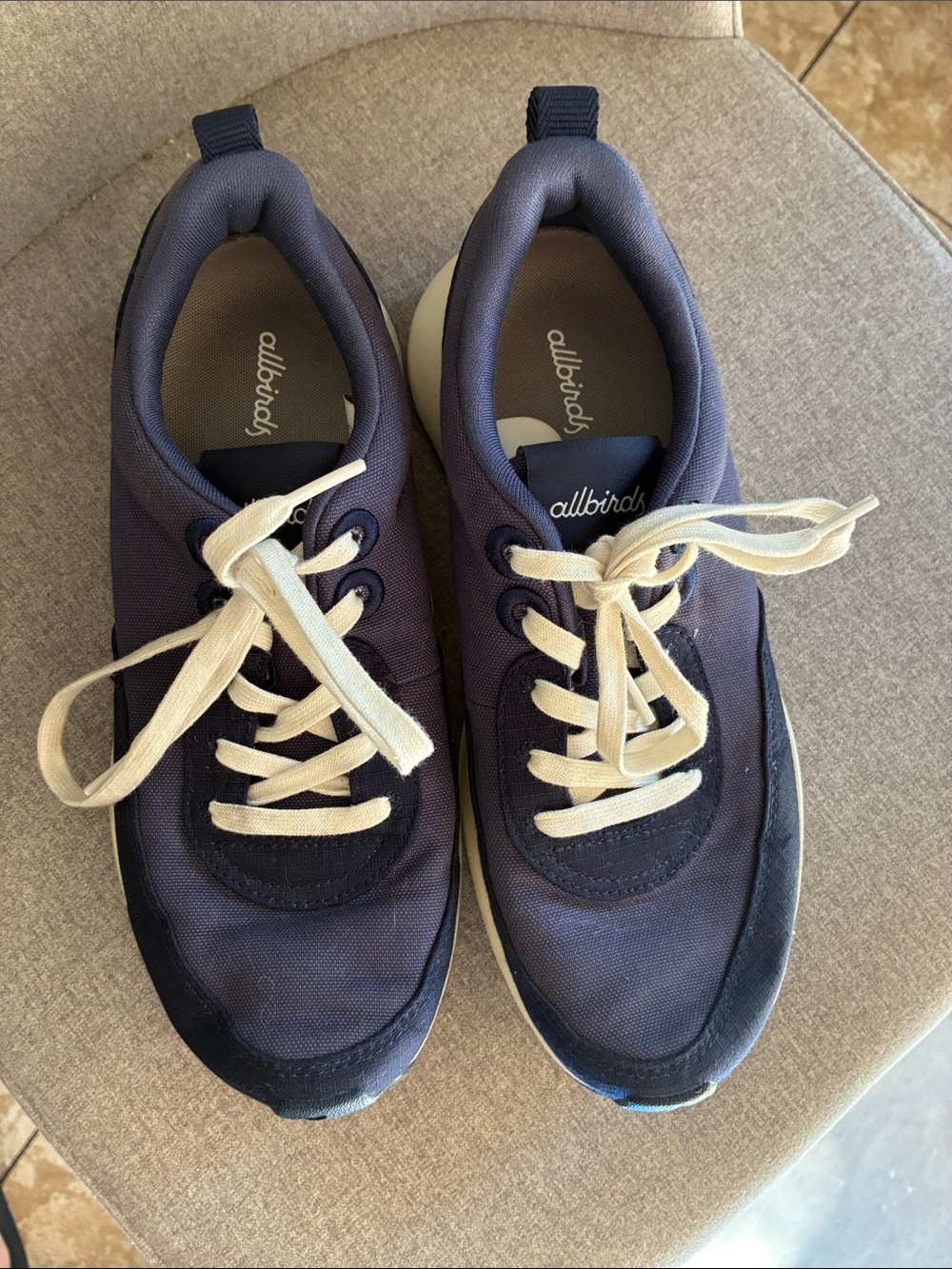 allbirds women’s Navy Sneakers with Cream Laces